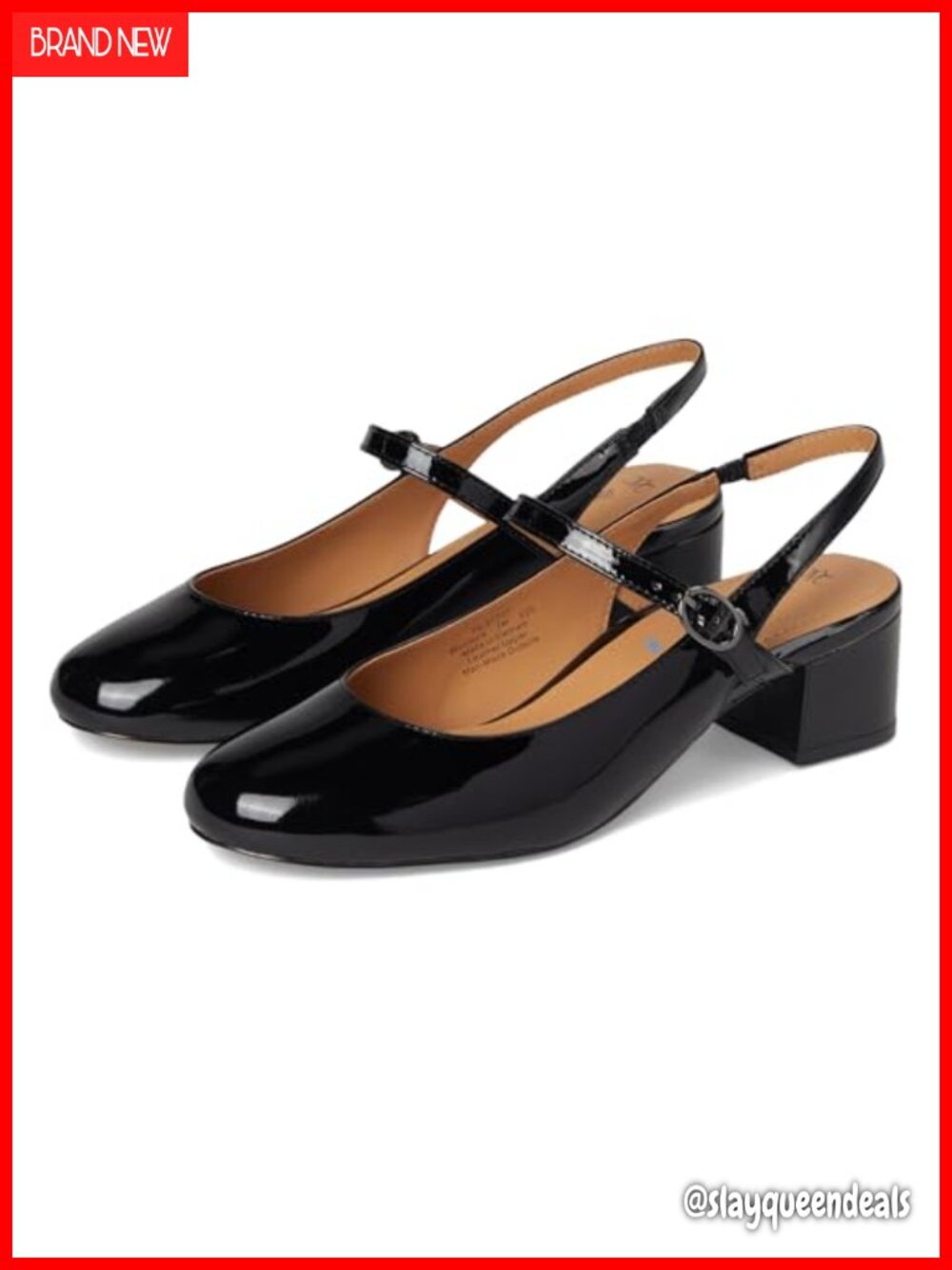 Sienna Mary Jane Slingback Block Heel Leather Lined Pump